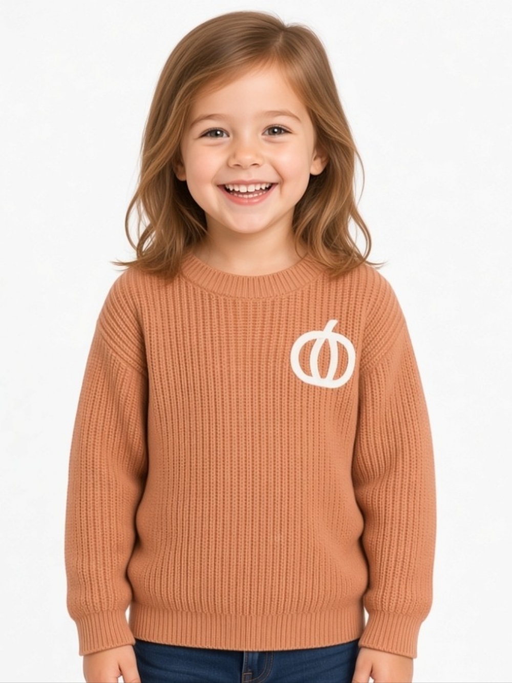 NWOT Cat & Jack Fall Pumpkin Crewneck Sweater Girls 5T Orange